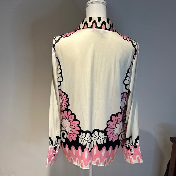 Rachel Zoe Cream, Pink, and Black Button Down Shirt - Picture 5 of 5